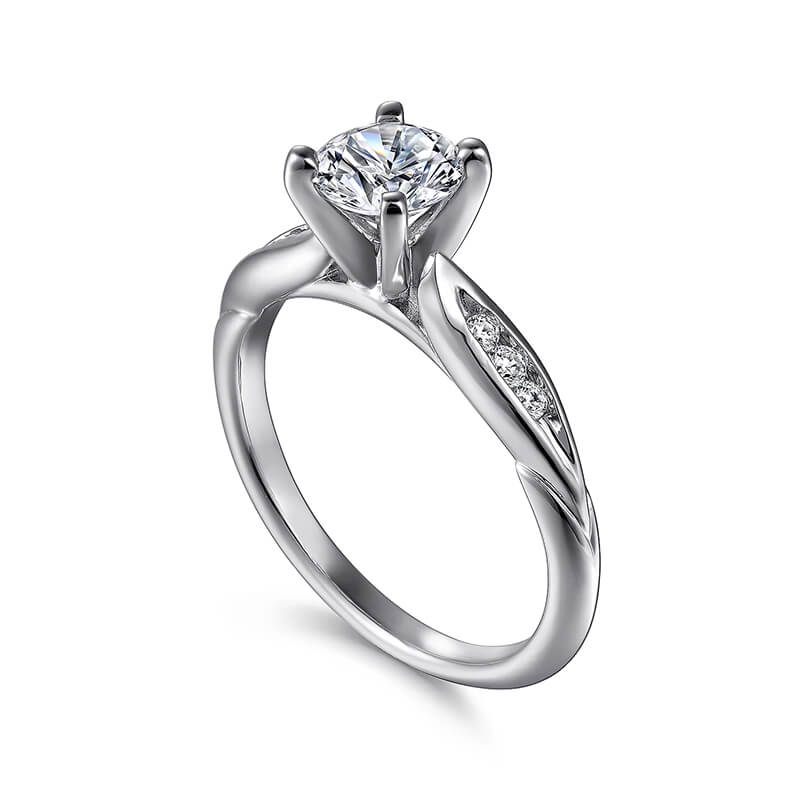 Round Moissanite With Accents Engagement Ring