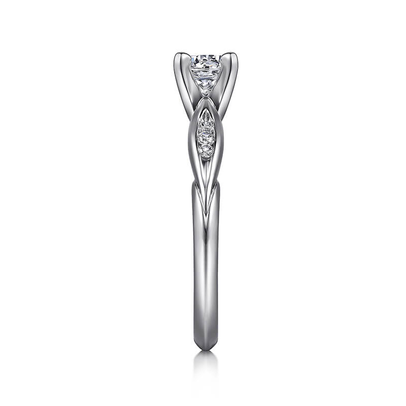Round Moissanite With Accents Engagement Ring