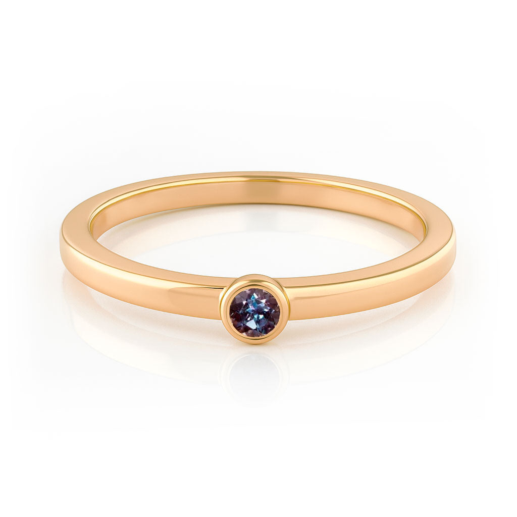 Round Bezel Set Alexandrite Stacking Ring