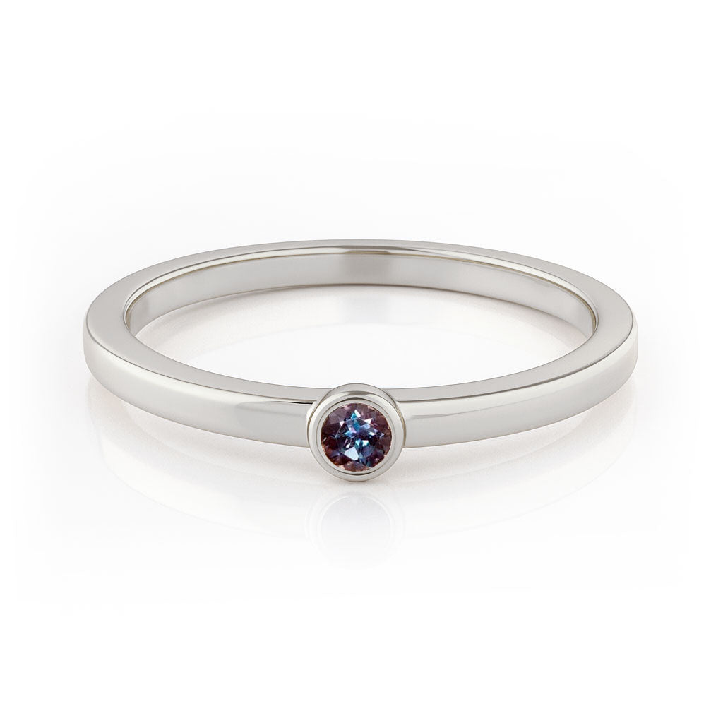 Round Bezel Set Alexandrite Stacking Ring