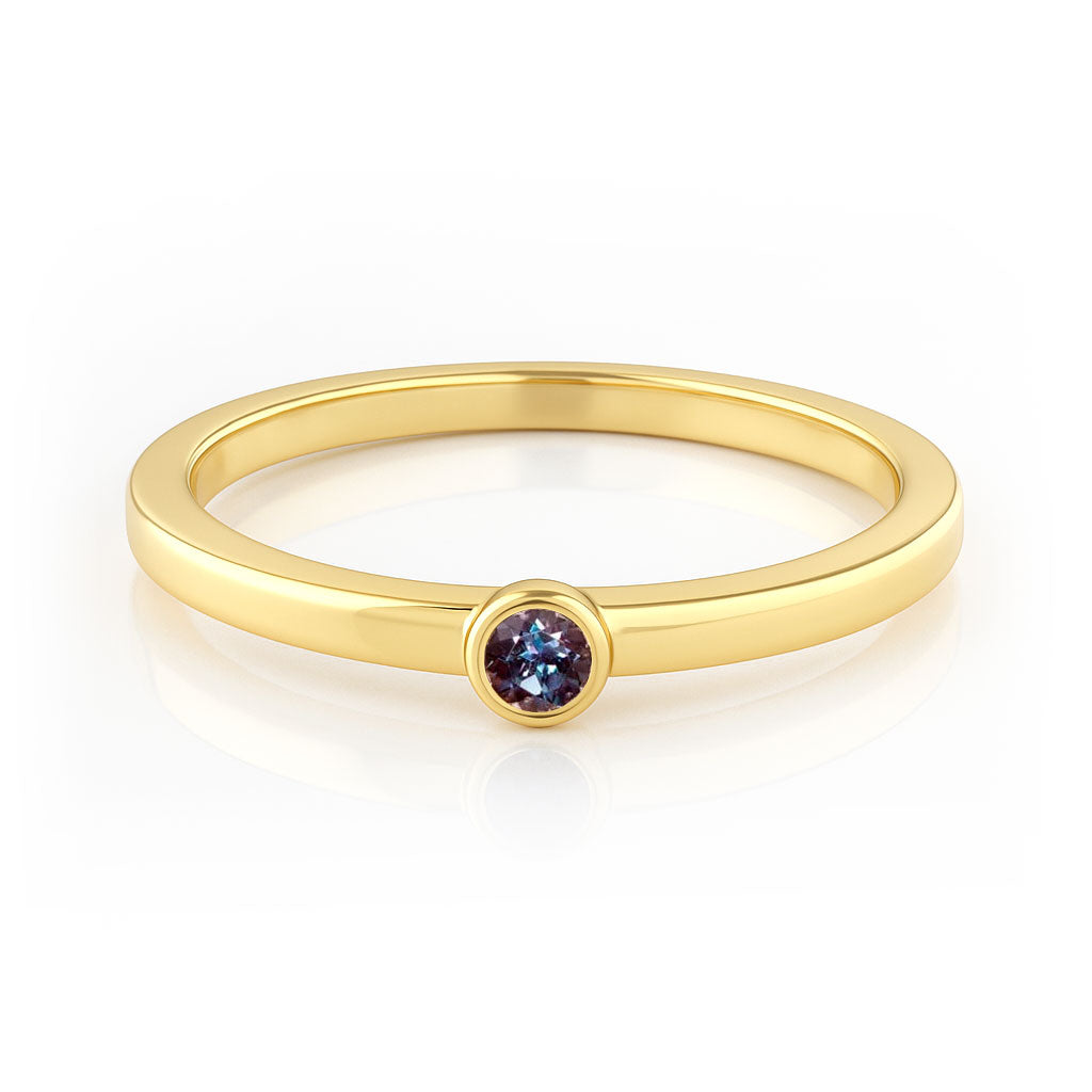 Round Bezel Set Alexandrite Stacking Ring