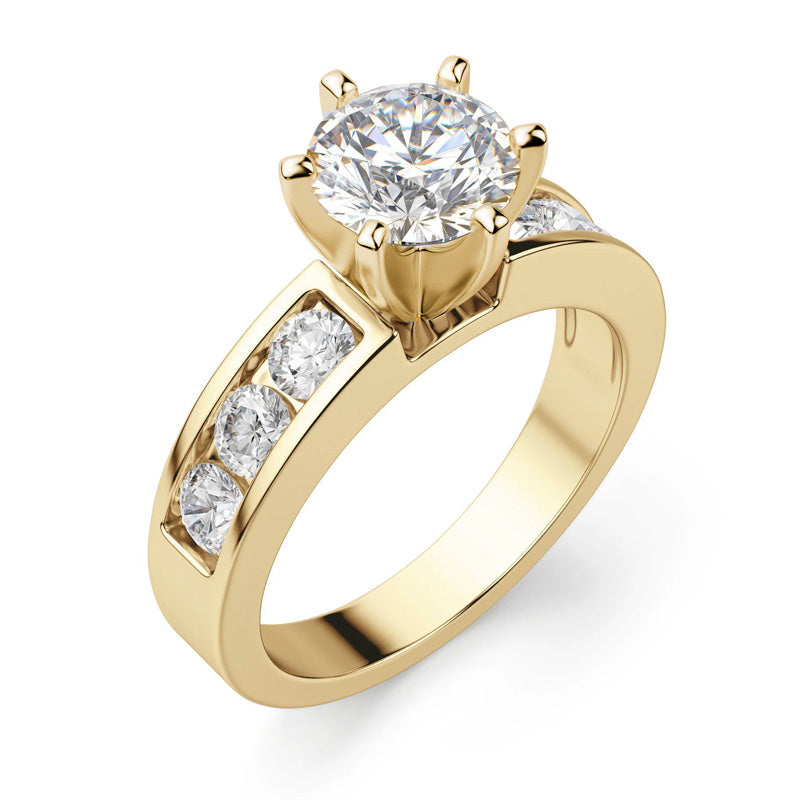 Round Cut Moissanite Channel Set Engagement Ring