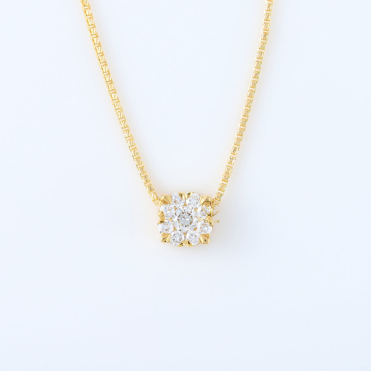 Round Cut Moissanite Floral Cluster Halo Pendant Necklace