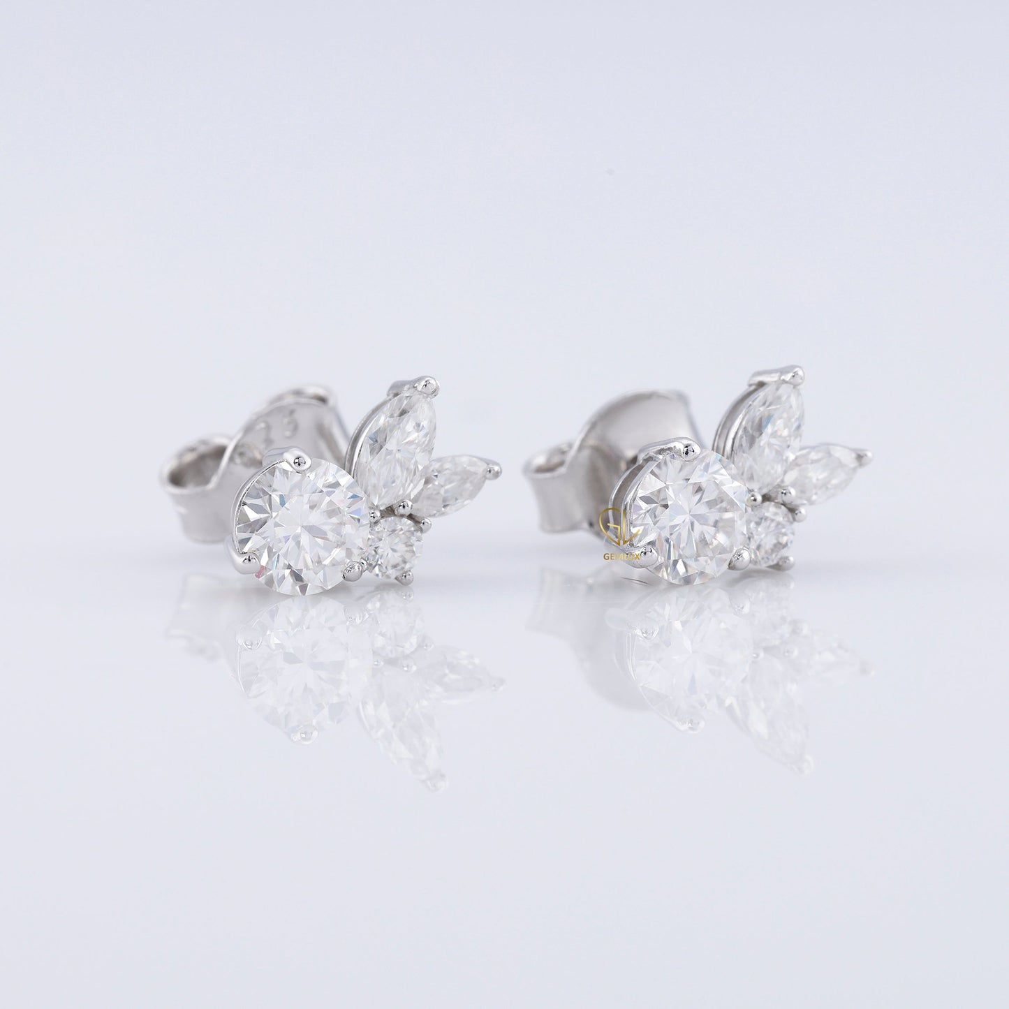Round & Marquise Cut Moissanite Stud Earrings