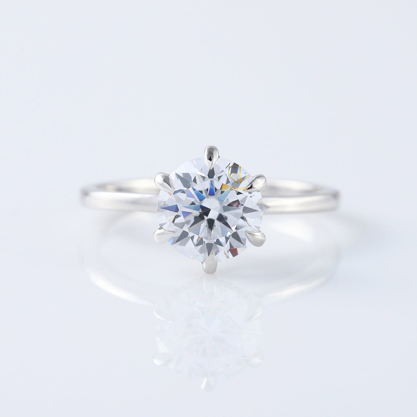 Round Moissanite Diamond Hidden Halo Solitaire Ring