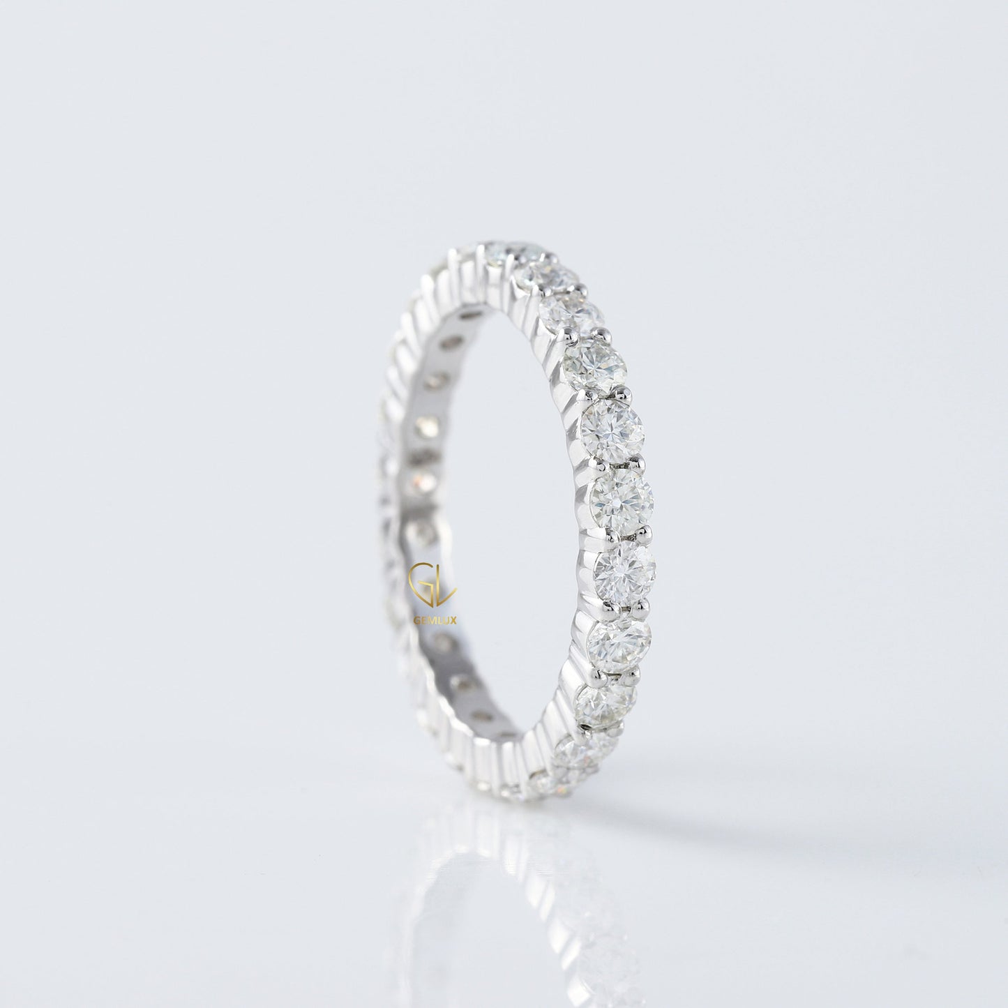 Round Moissanite Full Eternity Wedding Band Ring