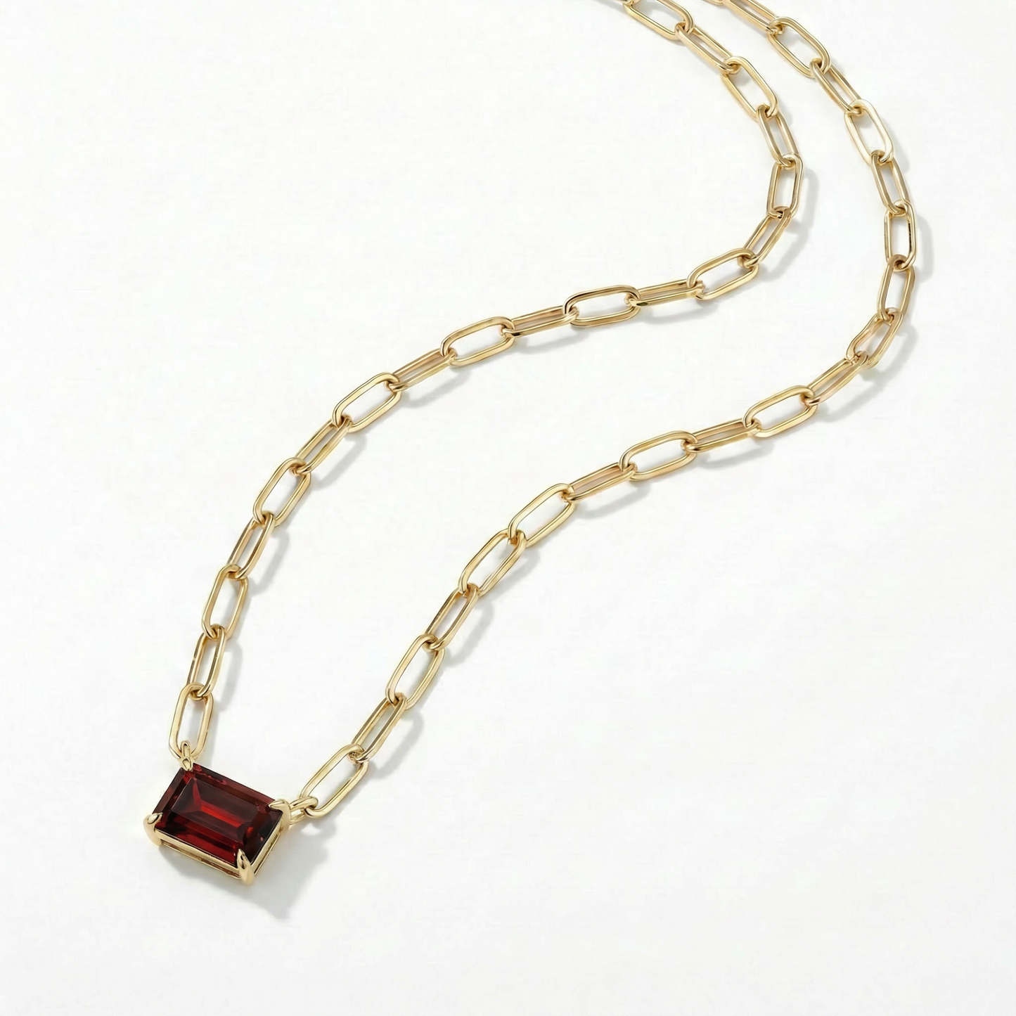 The Gemstone Paperclip Necklace | Lab-Grown Ruby