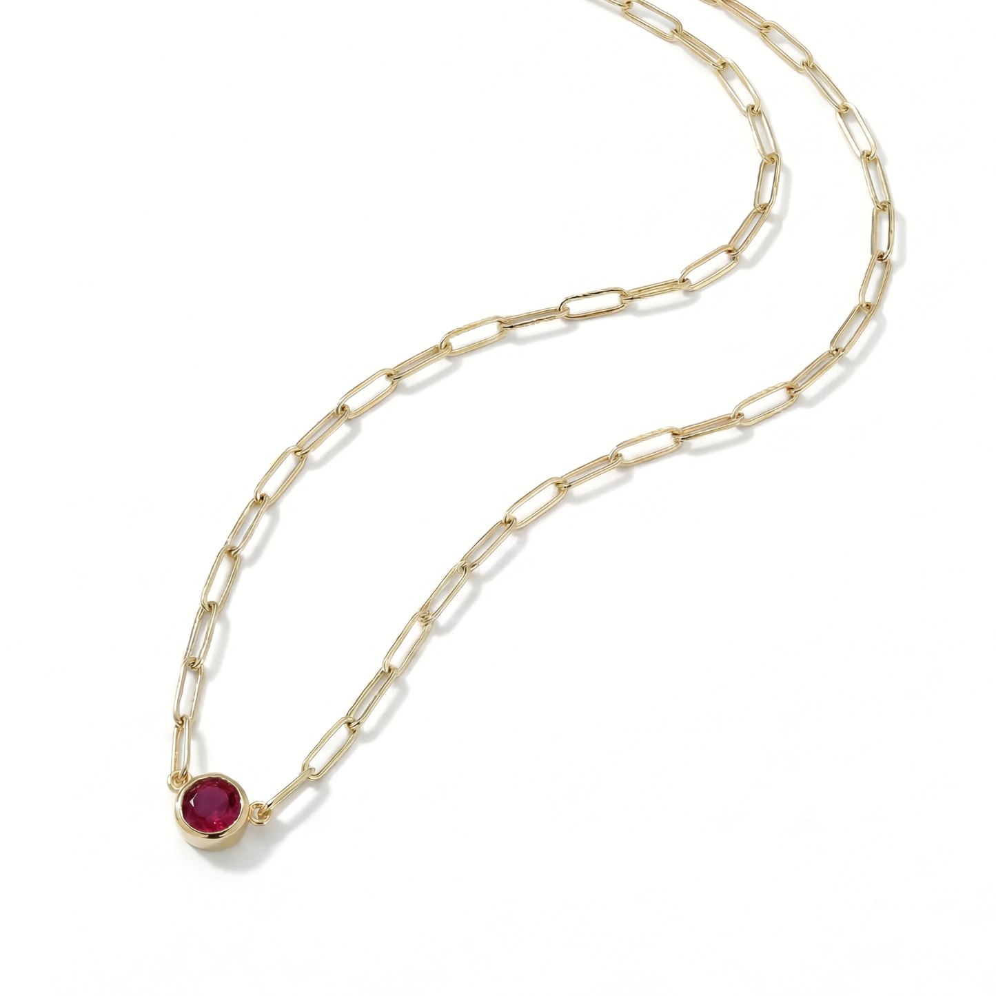 The Paperclip Bezel Necklace | Lab-Grown Ruby