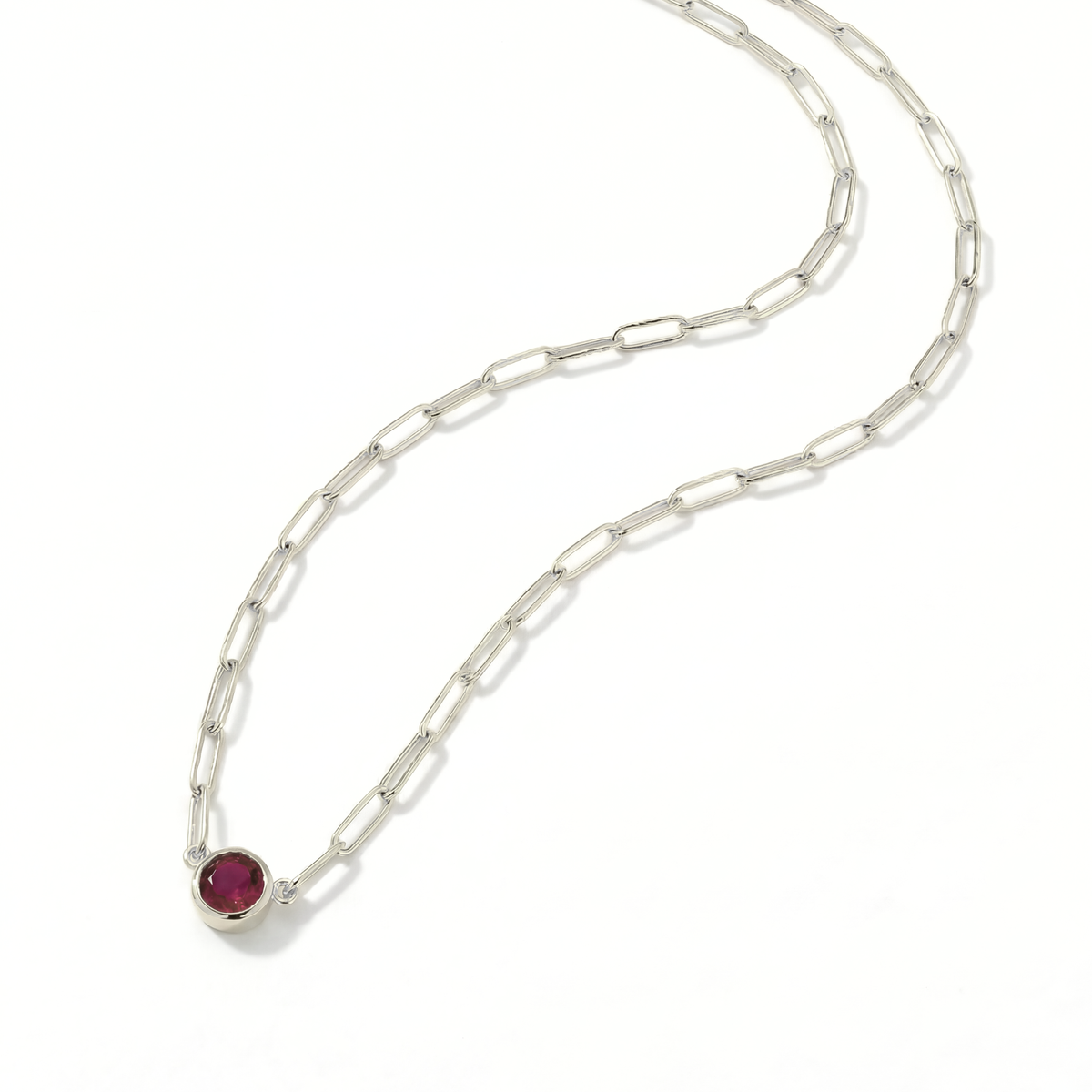 The Paperclip Bezel Necklace | Lab-Grown Ruby