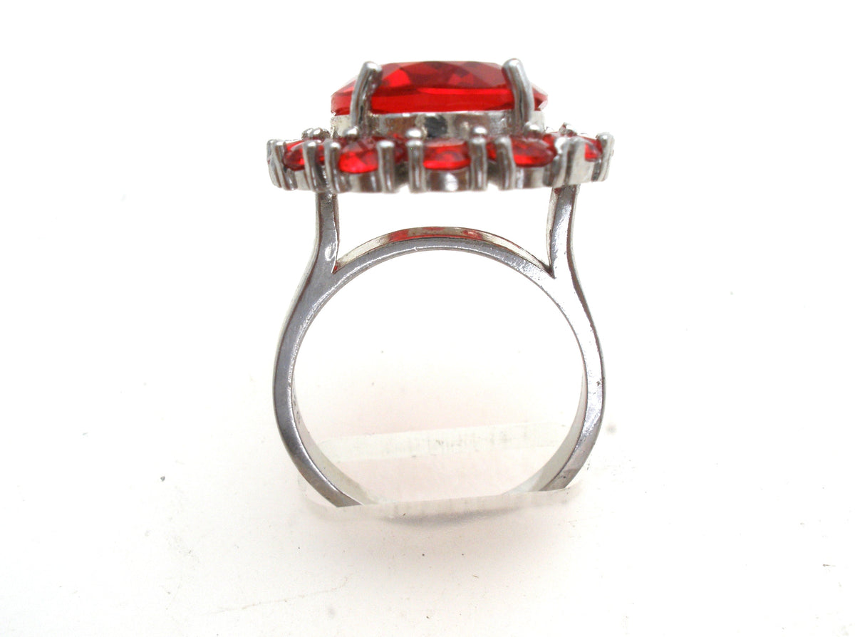 Ruby Red Cubic Zirconia Sterling Ring Size 7