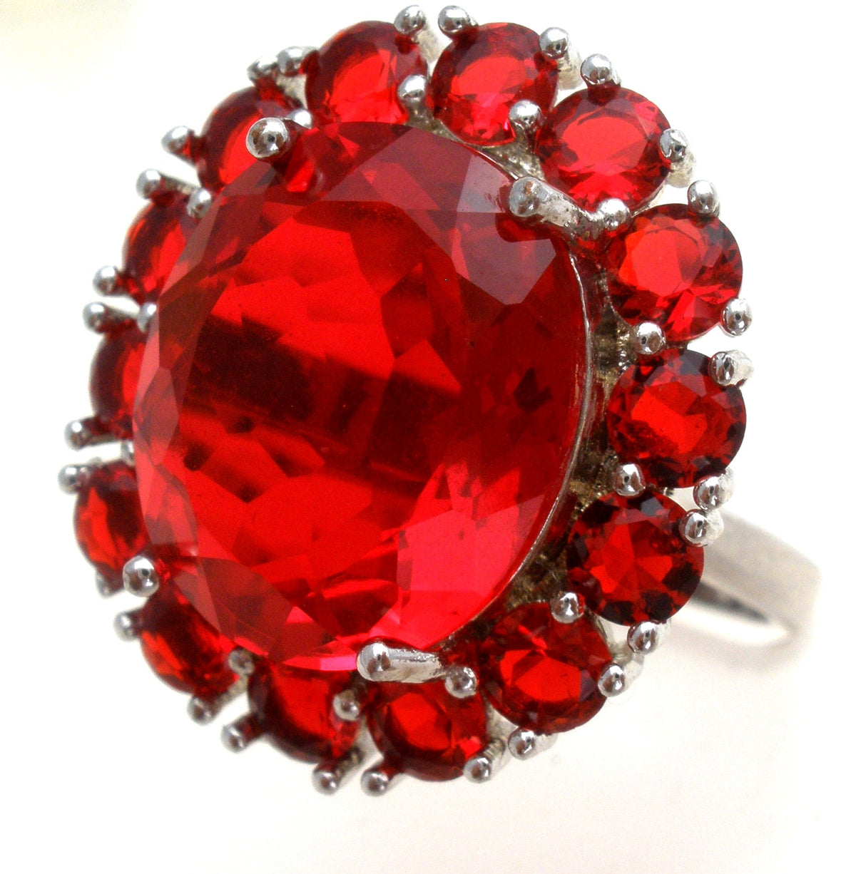 Ruby Red Cubic Zirconia Sterling Ring Size 7