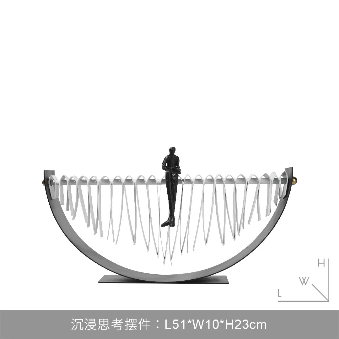 Abstract Figure on Arc Metal Sculpture