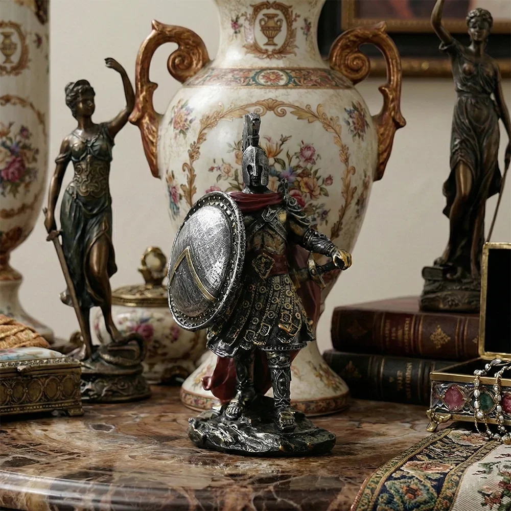 THE PAUSANIAS
Spartan Shield-Bearer Sculpture · Hand-Finished Resin