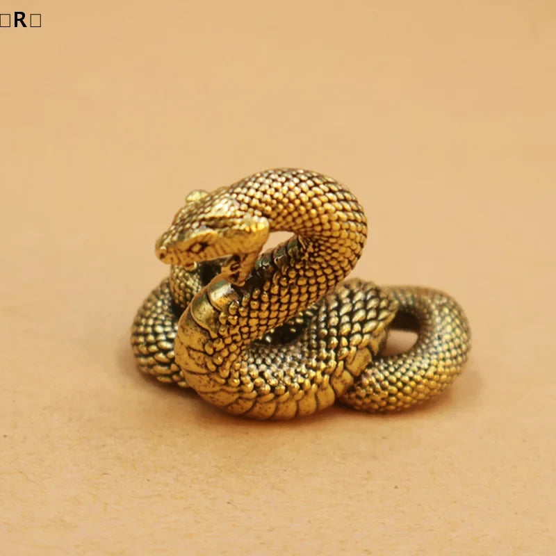 Miniature Brass Coiled Snake Sculpture