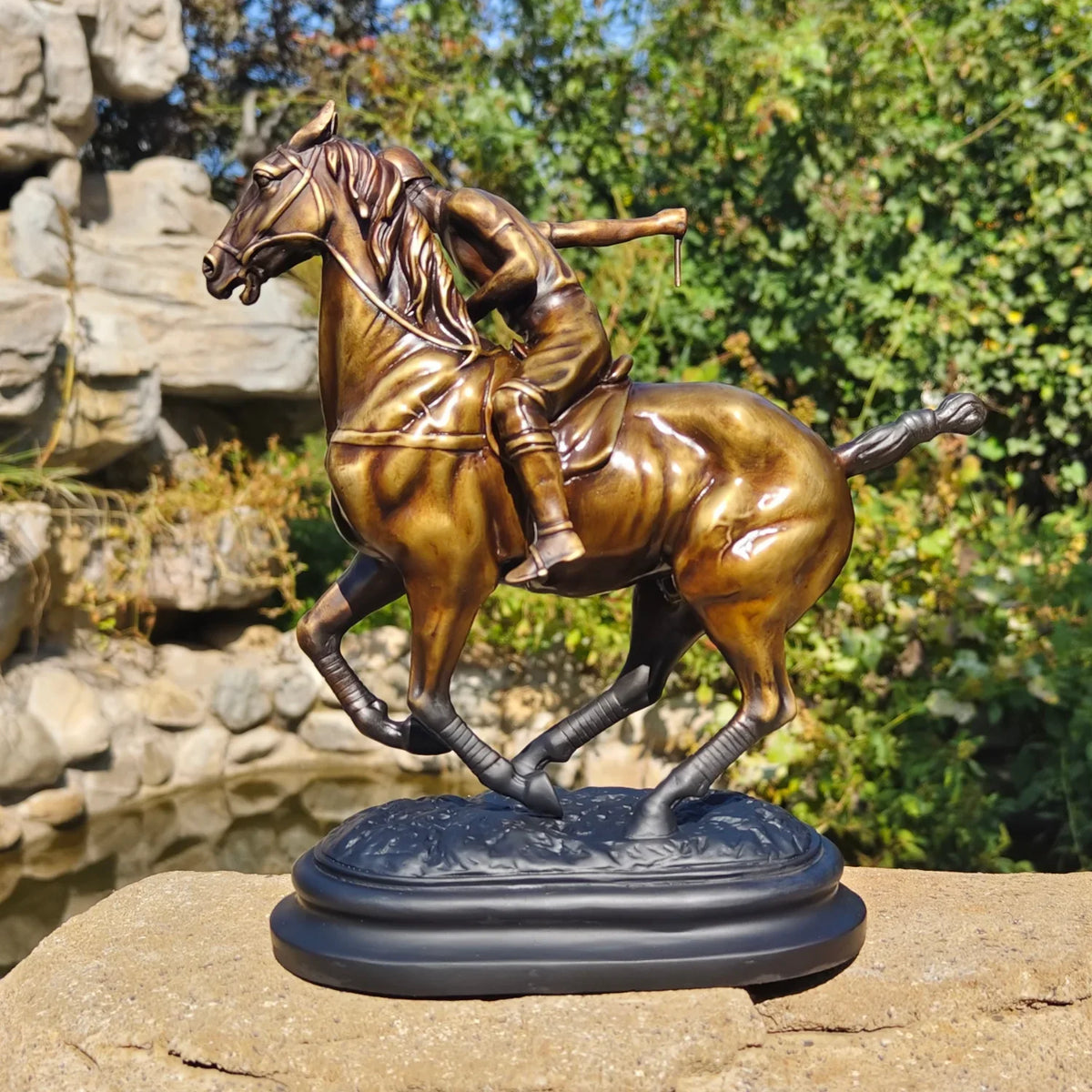 Bronze Polo Player on Horseback Sculpture