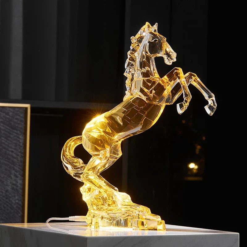 Faceted Acrylic Rearing Horse Sculpture