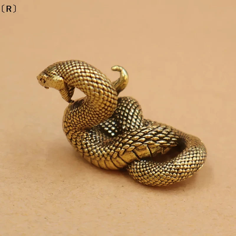 Miniature Brass Coiled Snake Sculpture