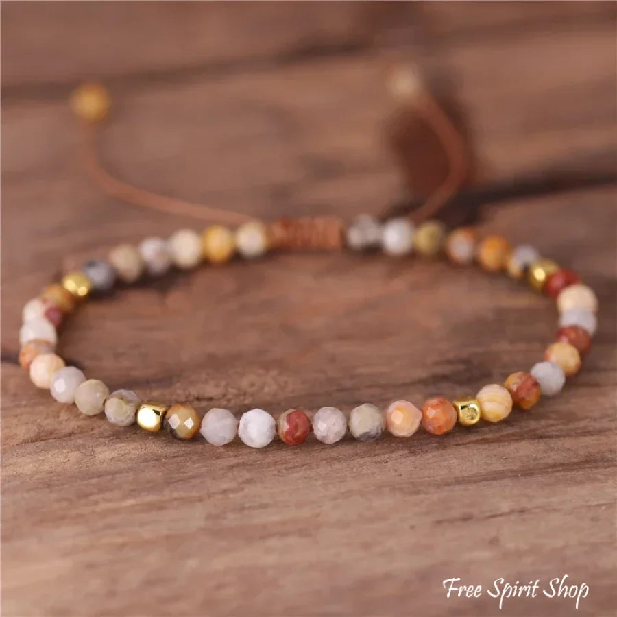 Natural Crazy Agate Minimalist Bead Bracelet