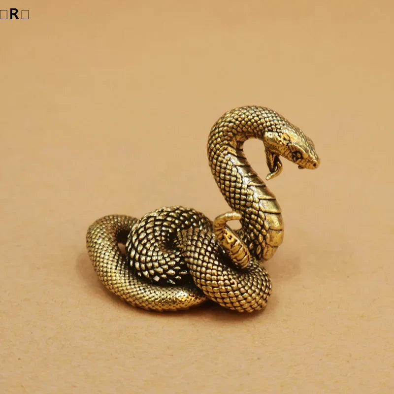 Miniature Brass Coiled Snake Sculpture