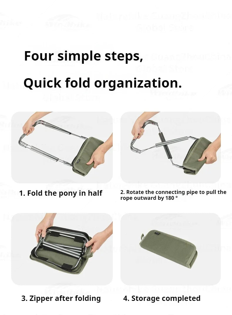 Naturehike Ultralight Folding Stool Portable Mini Chair 7075 Aluminum Alloy Fishing Outdoor Camping Chair 3CM Thick Cushion Seat Load 180kg