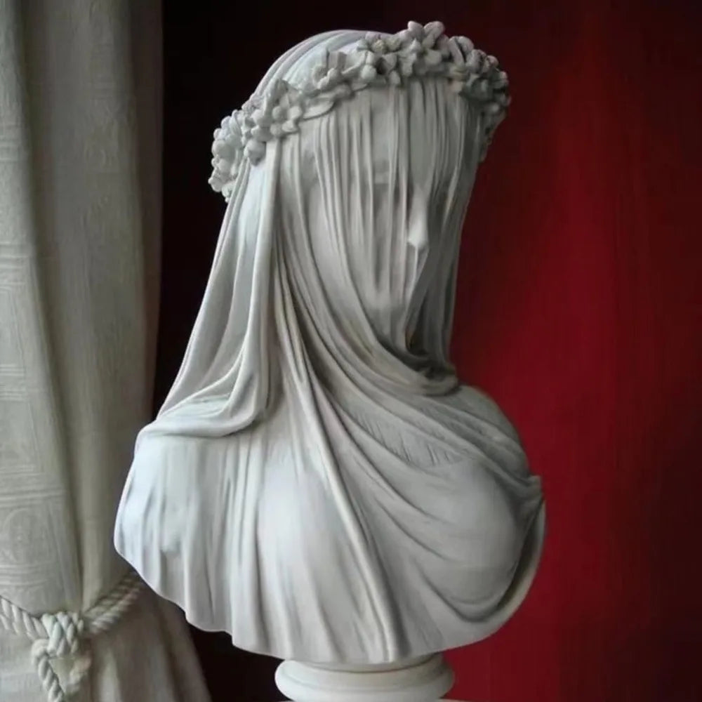Veiled Maiden Bust Sculpture