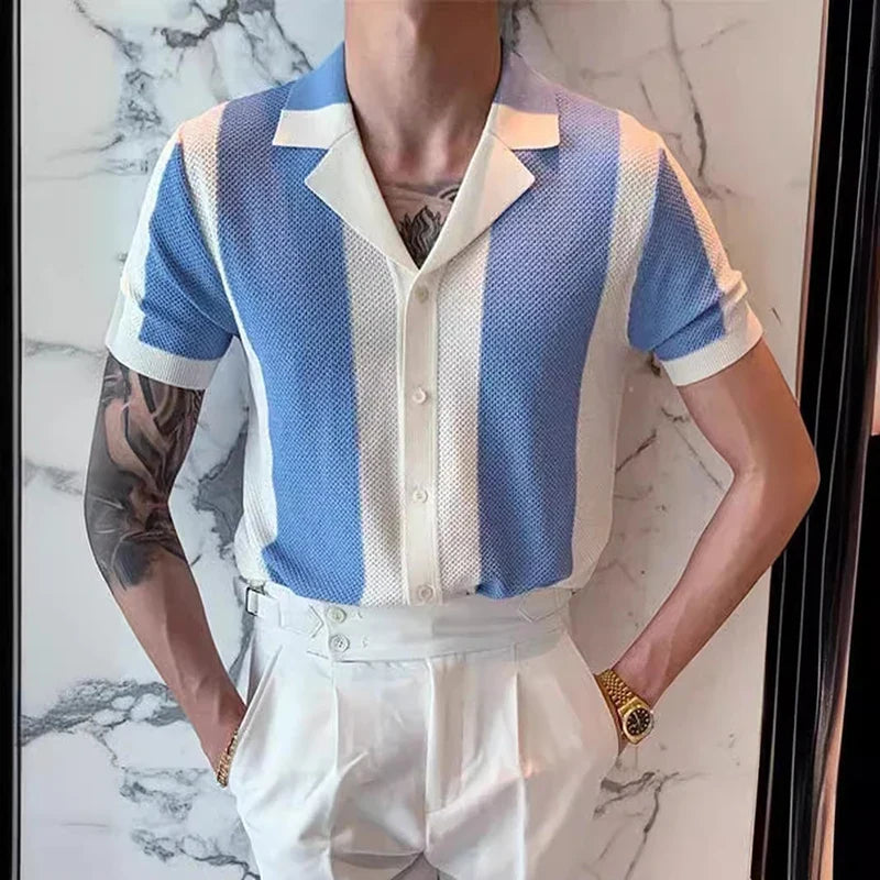 Contrast Stripe Knit Shirt