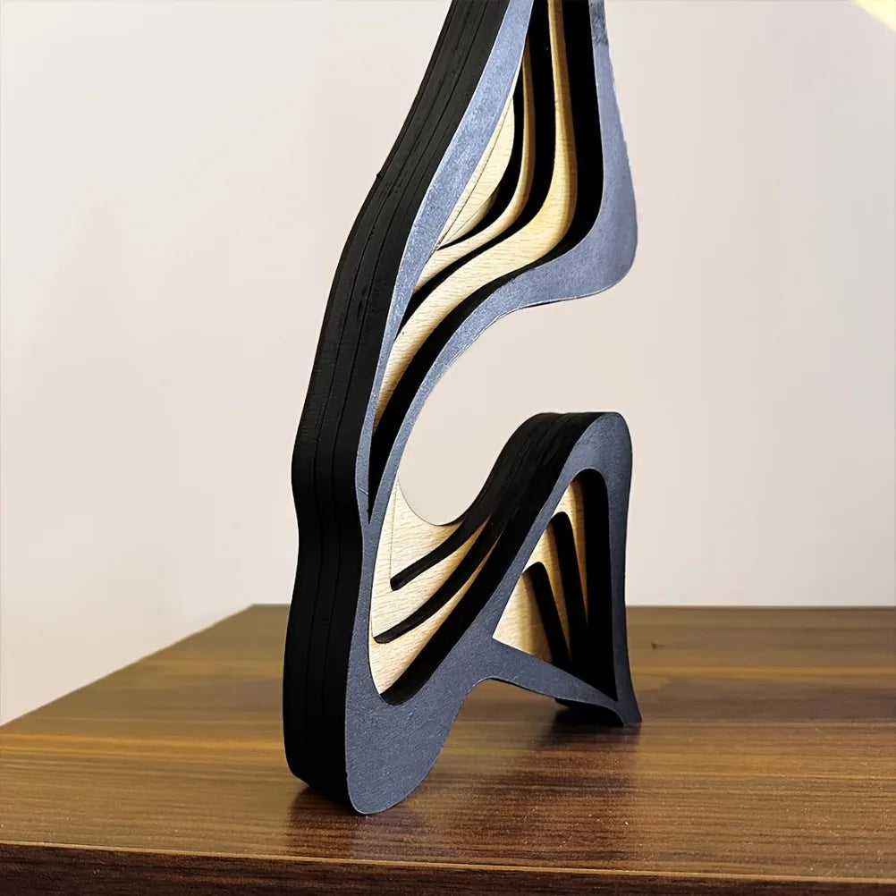 Layered Abstract Wood Flame Sculpture