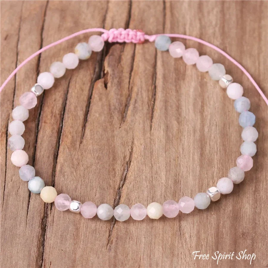 Natural Pink Morganite Minimalist Bead Bracelet