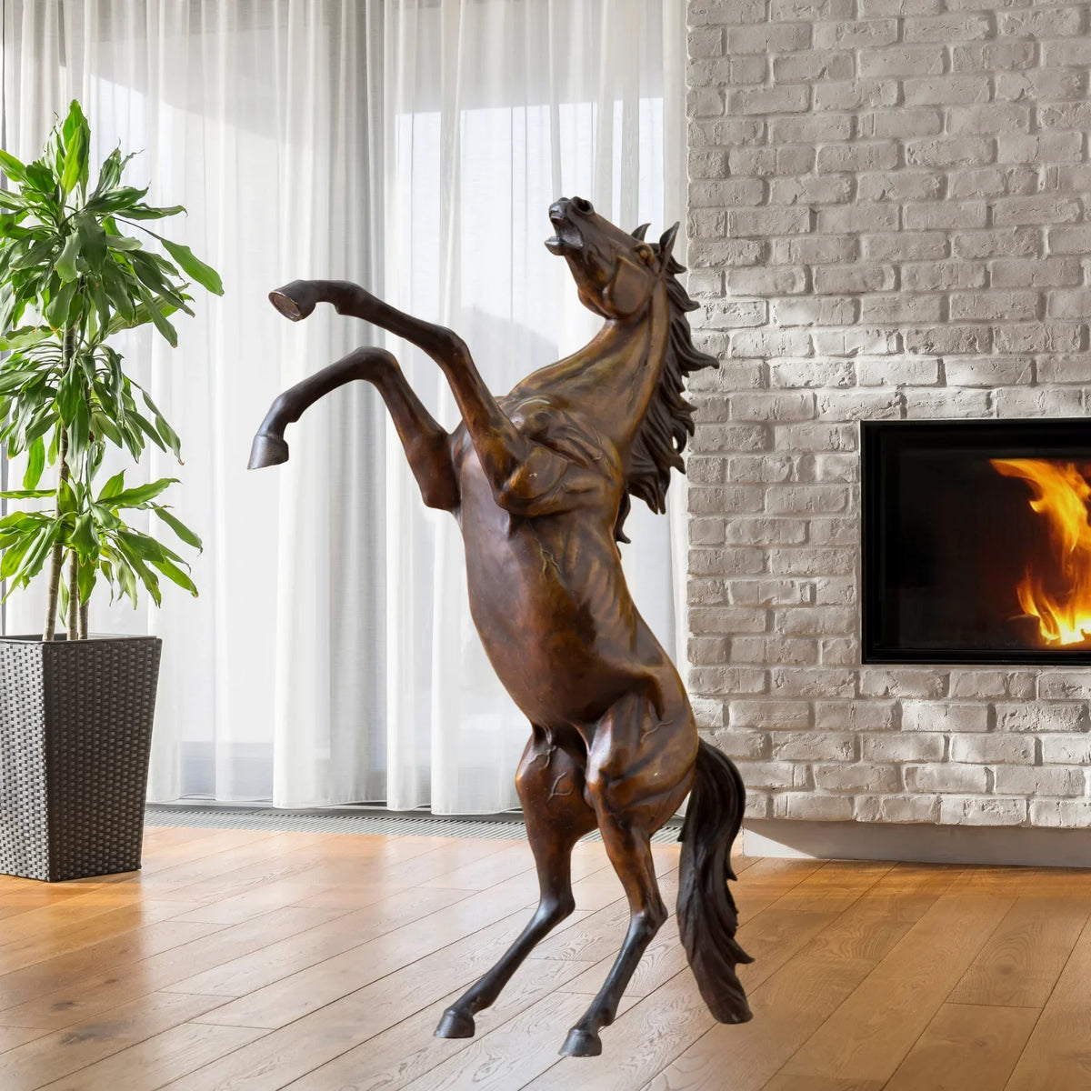 Rearing Horse Bronze Sculpture