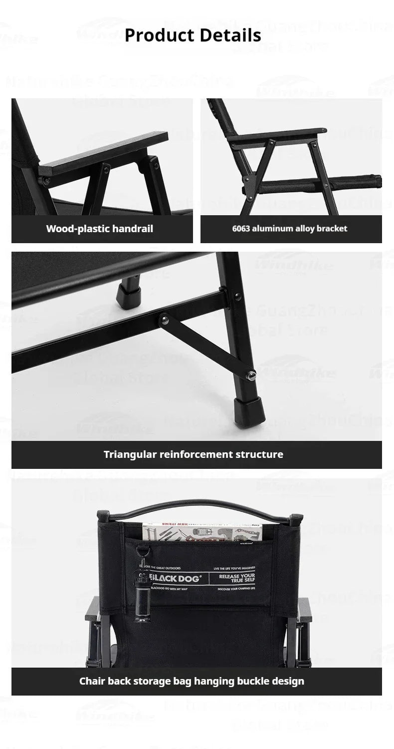 BLACKDOG Detachable Kermit Chair Portable Lightweight Detachable Seat Armchair Aluminum Alloy Outdoor Camping Fishing Folding Chair Load Bearing 120kg
