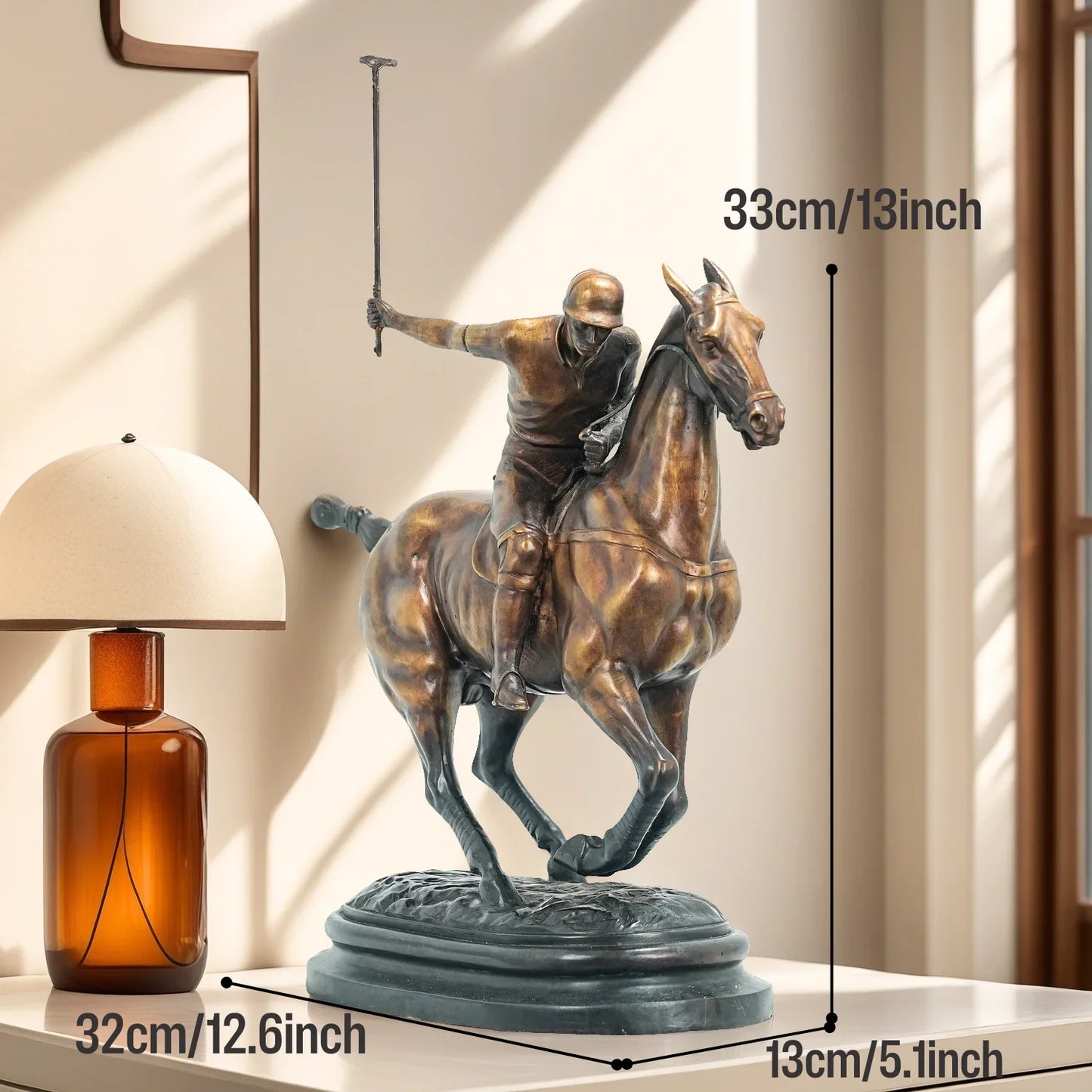 Bronze Polo Player on Horseback Sculpture