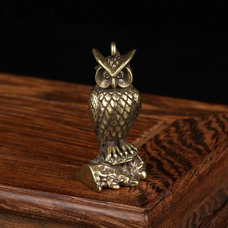Miniature Brass Owl Sculpture