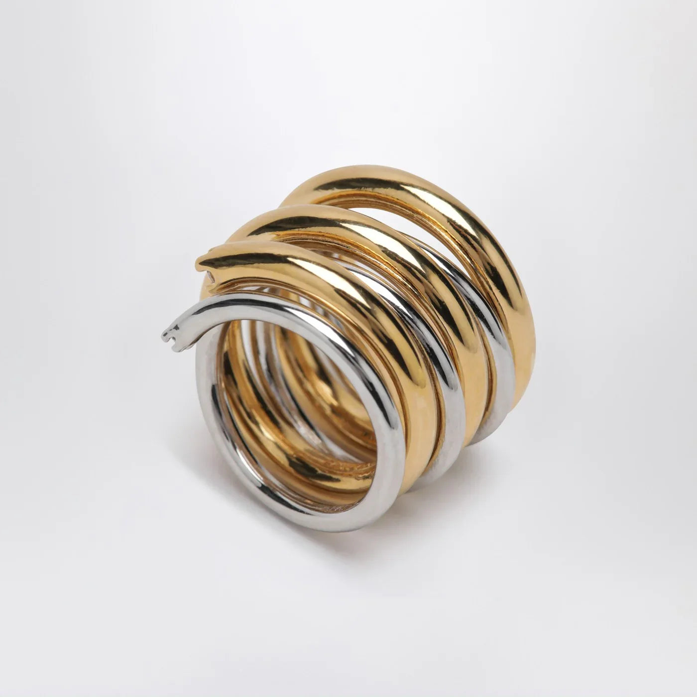 PANCONESI - Spiral ring in gold and silver tone