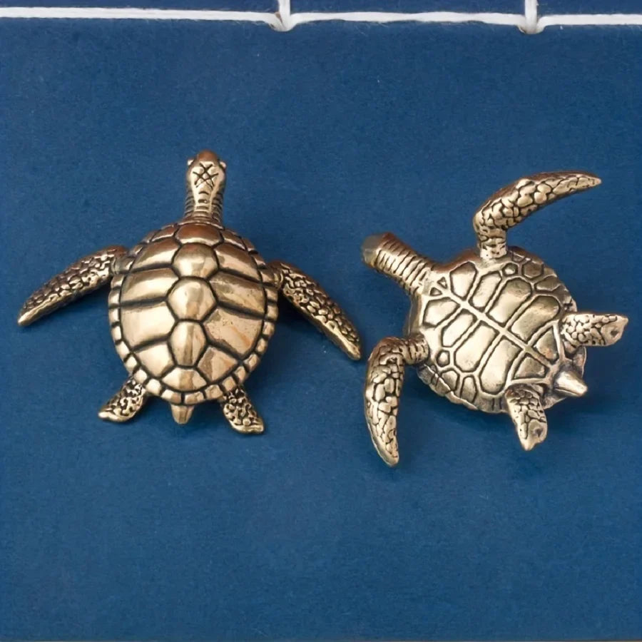 Miniature Brass Sea Turtle Sculpture