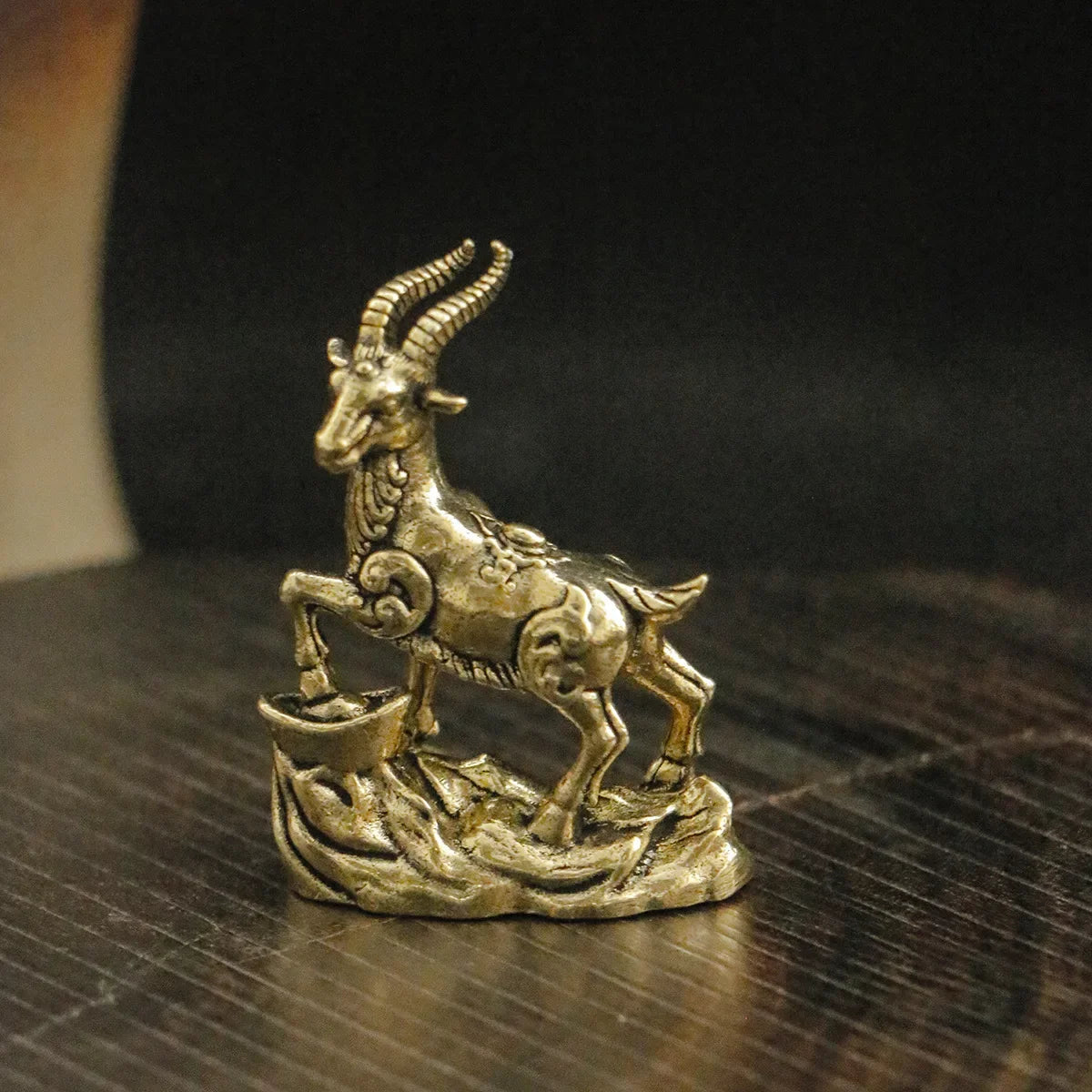 Miniature Brass Goat Sculpture