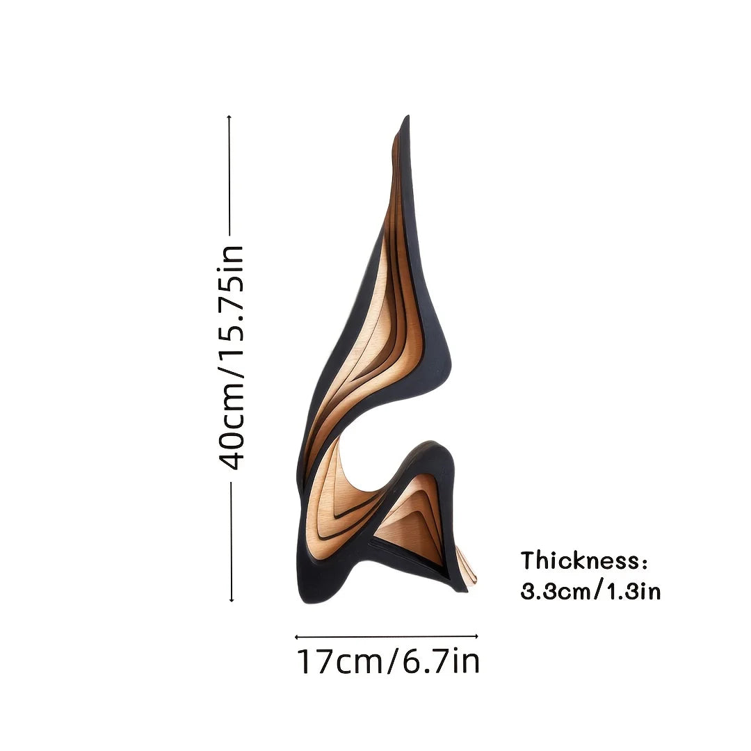 Layered Abstract Wood Flame Sculpture