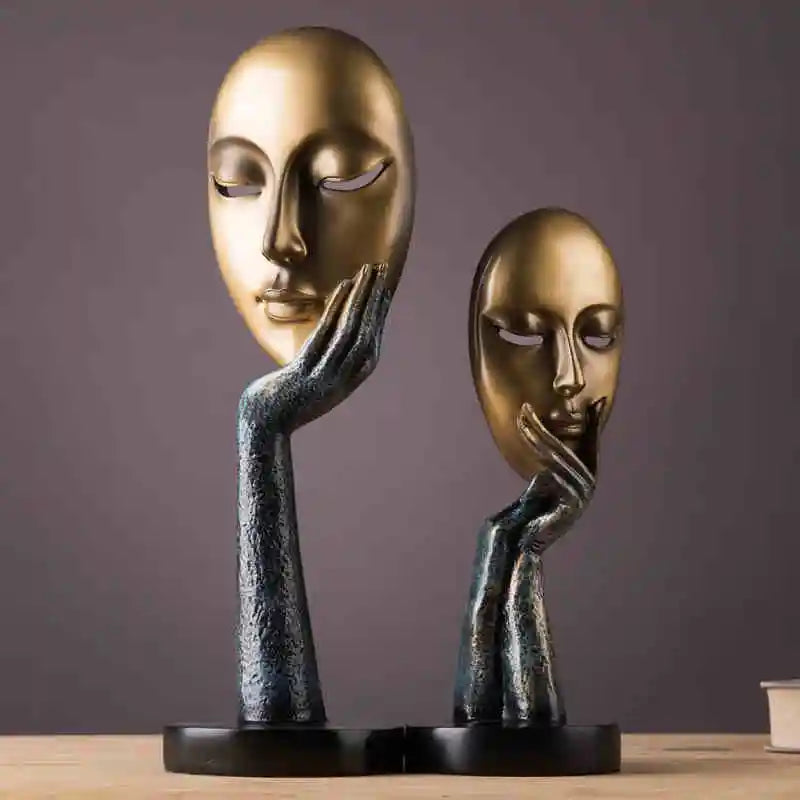 Abstract Face and Hand Resin Sculpture