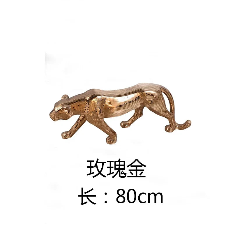 Mirror-Tile Leopard Sculpture