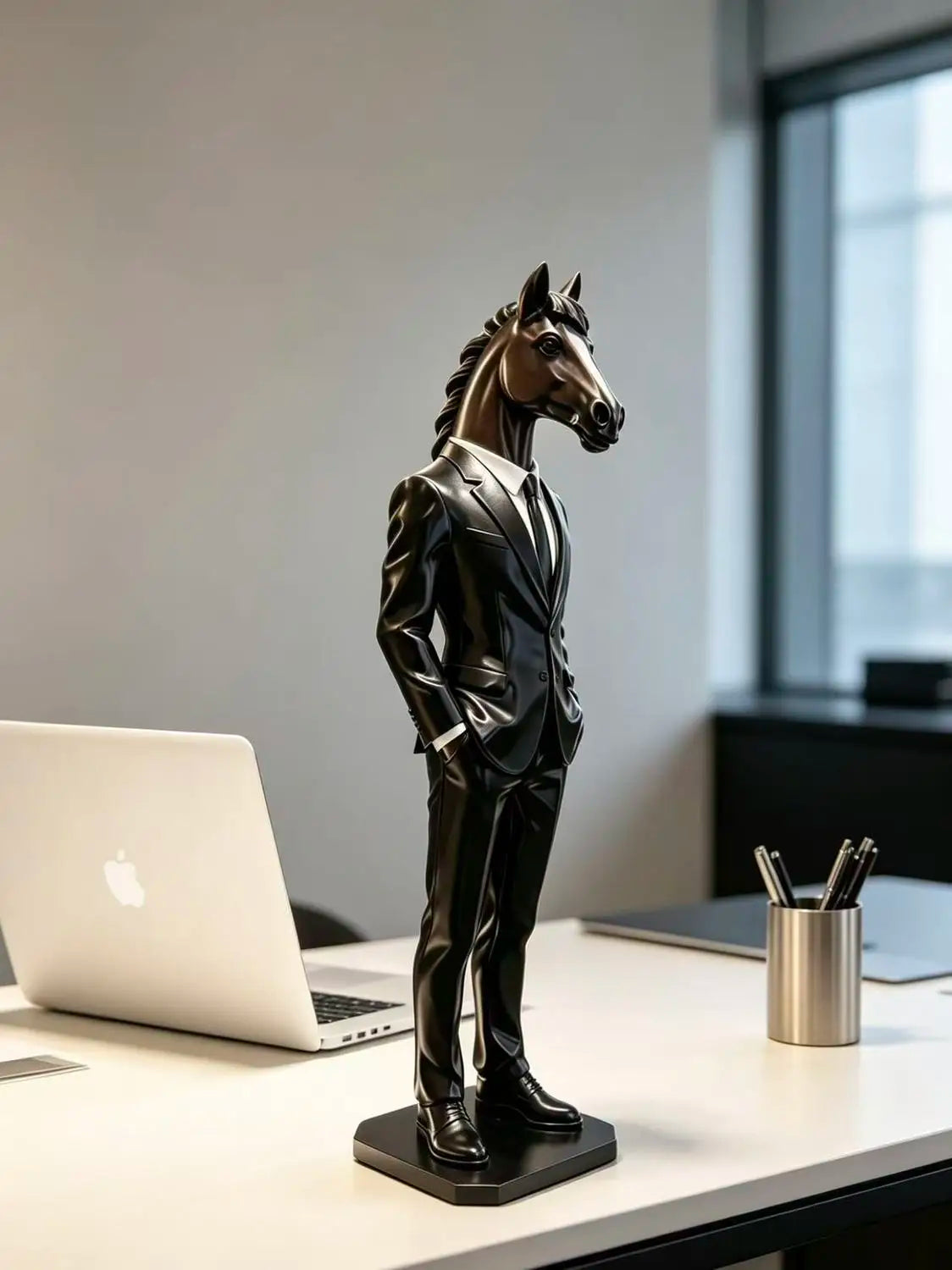 Suited Horse Resin Sculpture