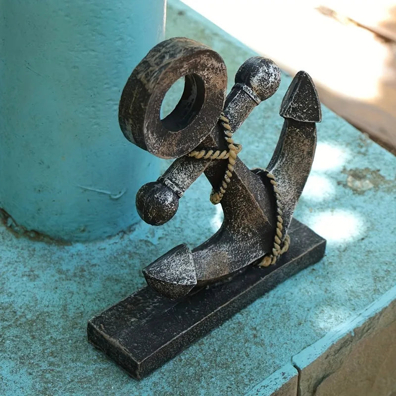 Distressed Anchor Resin Sculpture