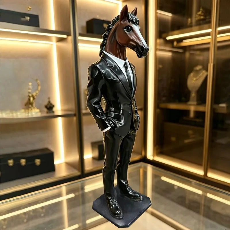 Suited Horse Resin Sculpture
