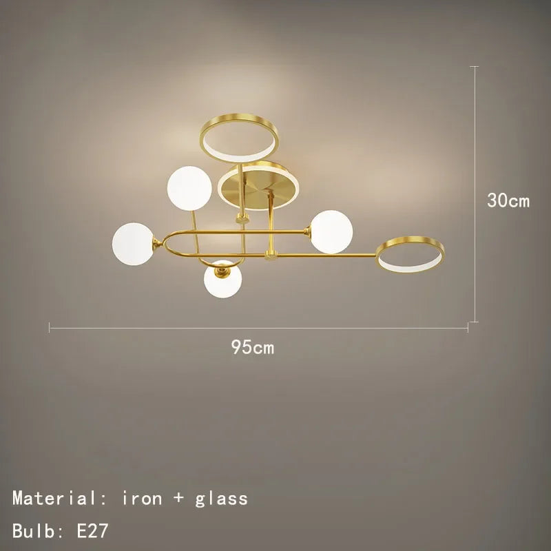 Globe and Ring Semi-Flush Ceiling Light