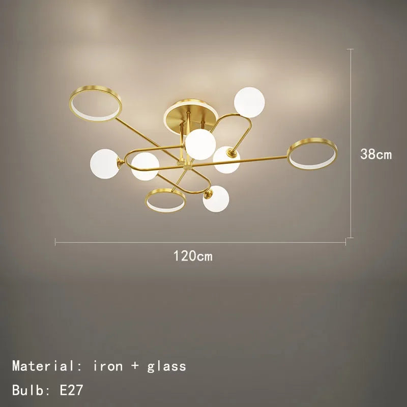 Globe and Ring Semi-Flush Ceiling Light