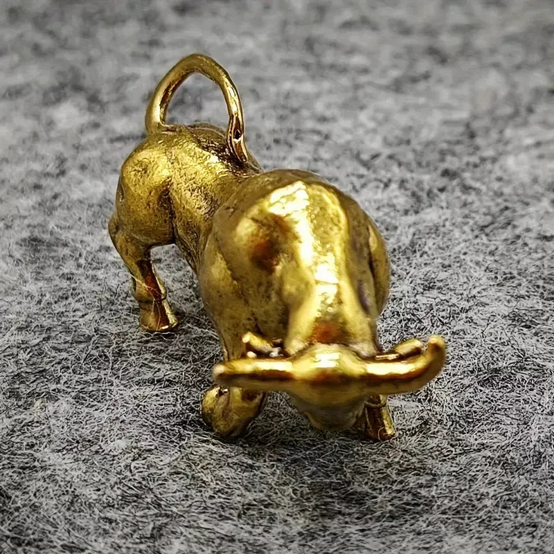 Miniature Brass Bull Sculpture