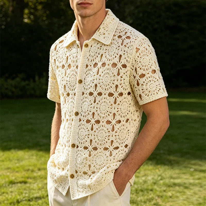 Open Crochet Knit Shirt