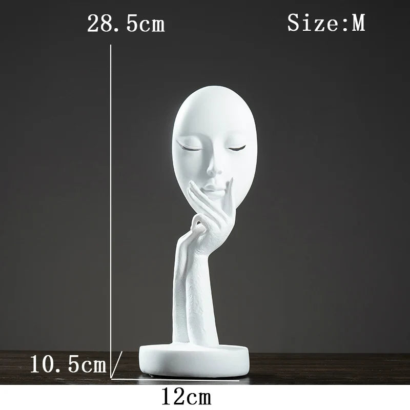 Abstract Face and Hand Resin Sculpture