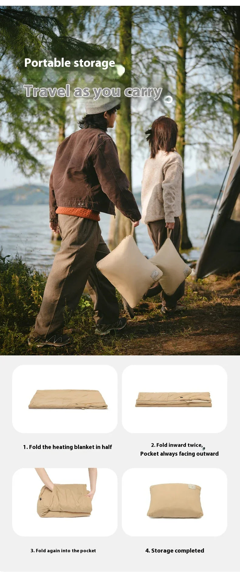 Naturehike Electric Heater Blanket Portable Ultralight Wearable Cloak Sleeping Bag Poncho Coat Winter Warm 20D 380T Nylon Fabric USB Electric Heating Quilt