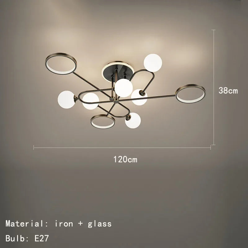 Globe and Ring Semi-Flush Ceiling Light