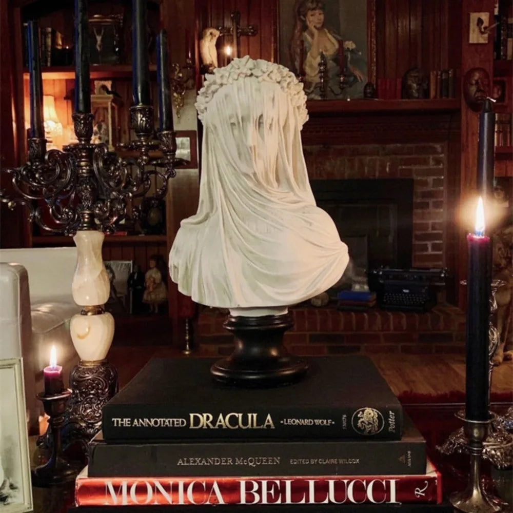 Veiled Maiden Bust Sculpture