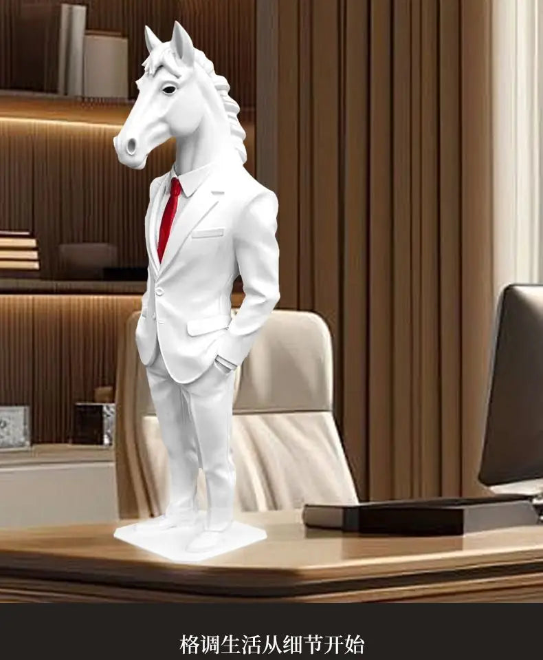 Suited Horse Resin Sculpture